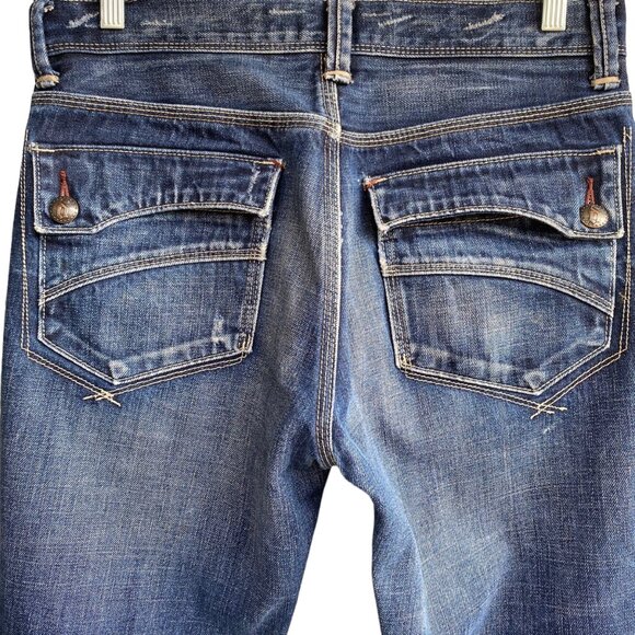 Degree Straight Fit Men's Jeans Size 33x30 Distressed Flap Pocket Dark Wash - Picture 3 of 16